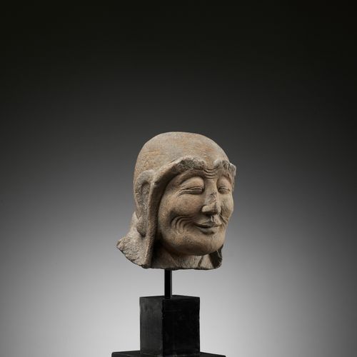 AN UNUSUAL SANDSTONE HEAD OF THE LUOHAN ASITA, SONG TO MING DYNASTY UN'INSOLITA &hellip;