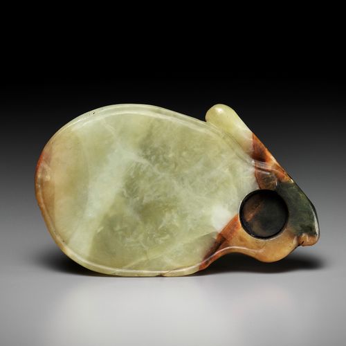 A YELLOW AND RUSSET JADE 'RABBIT' INKSTONE, EARLY QING DYNASTY TUSCHESTEIN "HASE&hellip;