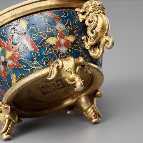 A CLOISONNÉ ENAMEL AND GILT BRONZE 'LOTUS' CENSER, JINGTAI MARK, MING DYNASTY CL&hellip;