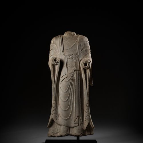 A LARGE AND HIGHLY IMPORTANT WHITE MARBLE TORSO OF BUDDHA, NOTHERN QI DYNASTY EI&hellip;