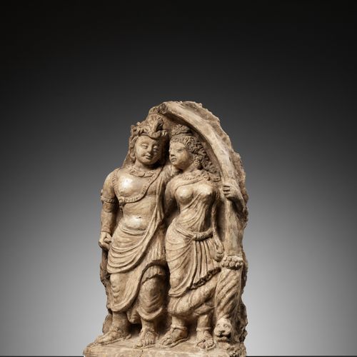 A RARE 'NOBLE COUPLE UNDER ARCH' STUCCO RELIEF, ANCIENT REGION OF GANDHARA 罕见的 "&hellip;
