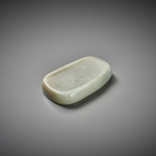 A PALE CELADON JADE INKSTONE WITH MATCHING ZITAN STAND AND COVER, QING DYNASTY F&hellip;