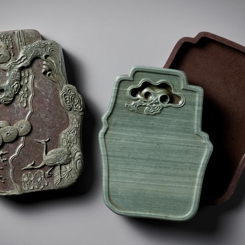 A SONGHUA INK STONE, BOX AND COVER, QIANLONG MARK AND PERIOD PIERRE À ENCRE, BOÎ&hellip;