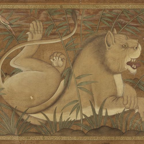 LION AT REST', MUGHAL EMPIRE LÖWE IN RUHE", MOGULREICH
1526-1857. Aquarelle auf &hellip;