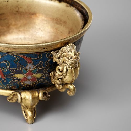 A CLOISONNÉ ENAMEL AND GILT BRONZE 'LOTUS' CENSER, JINGTAI MARK, MING DYNASTY A &hellip;