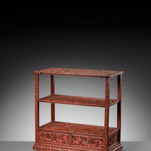 A FINE CINNABAR LACQUER DISPLAY STAND, QING DYNASTY A FINE CINNABAR LACQUER DISP&hellip;