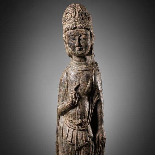 A RARE AND IMPORTANT LIMESTONE FIGURE OF A BODHISATTVA, LONGMEN GROTTOES, NORTHE&hellip;