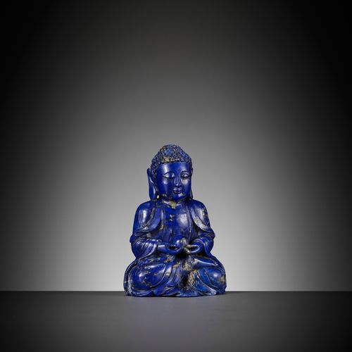 A LAPIS LAZULI FIGURE OF BUDDHA, QING DYNASTY LAPIS LAZULI佛像，清朝
中国，18世纪中期至19世纪。雕&hellip;