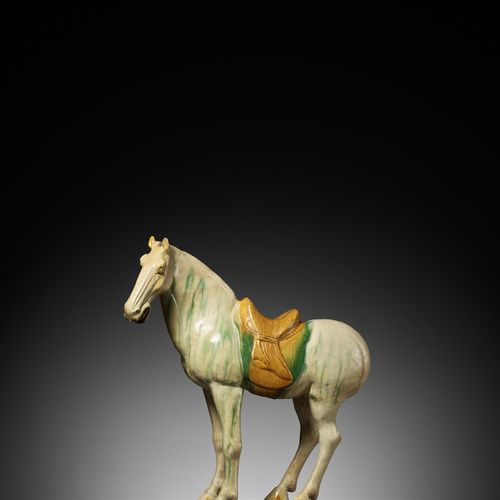 A LARGE SANCAI GLAZED POTTERY FIGURE OF A HORSE, TANG DYNASTY A LARGE SANCAI GLA&hellip;