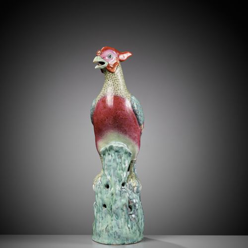 A FAMILLE ROSE FIGURE OF A PHOENIX, PAN YUNLONG MARK, 19TH CENTURY A FAMILLE ROS&hellip;