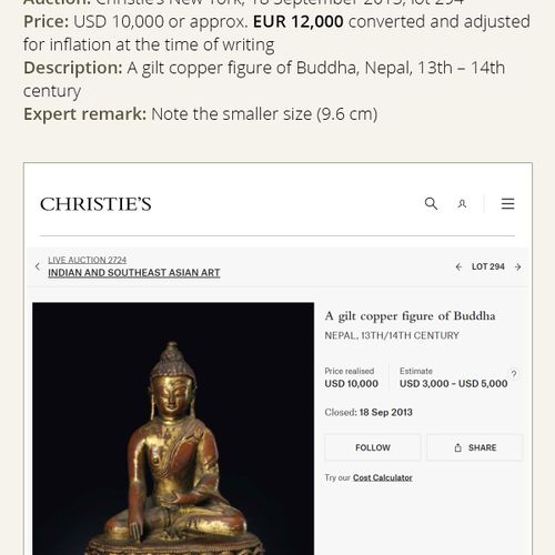 A GILT COPPER-ALLOY FIGURE OF BHAISHAJYAGURU, NEPAL, 13TH-14TH CENTURY 鎏金铜合金佛陀像，&hellip;