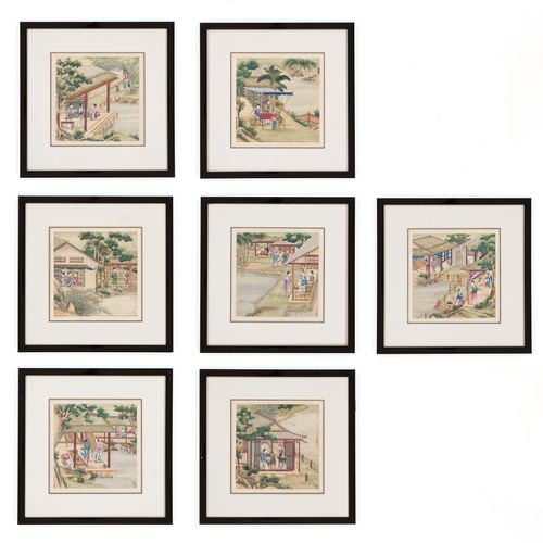 SEVEN ‘SILK PRODUCTION’ PAINTINGS, AFTER JIAO BINGZHEN (FL. 1689-1726), QING DYN&hellip;