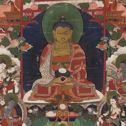 A THANGKA OF AMITHABA IN SUKHAVATI HEAVEN, TIBET, LATE 18TH - 19TH CENTURY 西藏苏卡瓦&hellip;