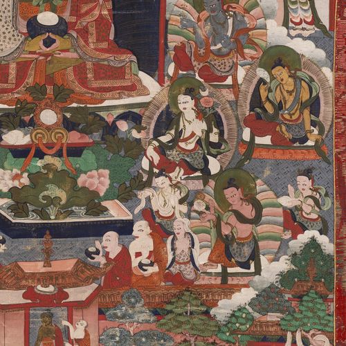 A THANGKA OF AMITHABA IN SUKHAVATI HEAVEN, TIBET, LATE 18TH - 19TH CENTURY THANG&hellip;