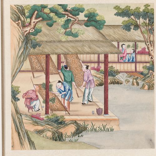 SEVEN ‘SILK PRODUCTION’ PAINTINGS, AFTER JIAO BINGZHEN (FL. 1689-1726), QING DYN&hellip;