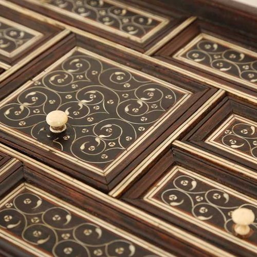 A LATE 17TH / EARLY 18TH CENTURY INDO-PORTUGUESE ROSEWOOD AND IVORY TABLE CABINE&hellip;