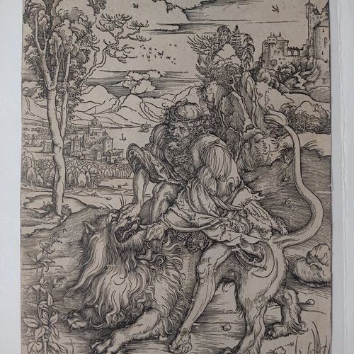 Albrecht DÜRER 
Samson combattant le lion, vers 1496, bois, 38,5 x 27,8 cm, coup&hellip;