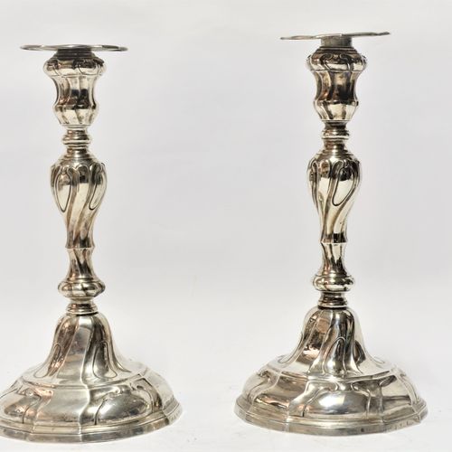 MONS MONS XVIIIth 
Pair of silver torches, twisted shape, hallmark of Mons in 17&hellip;