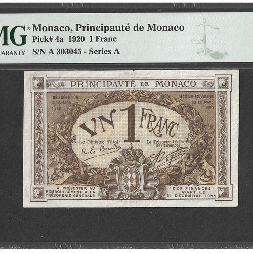 Banknotes Monaco Albert Ier 1889-1922

Billet de 1 Franc Brun, 1920, Series A

R&hellip;