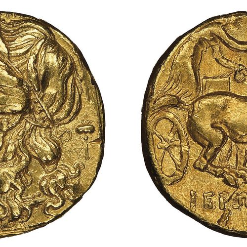Greek Hieron II 275-215 avant J.C.

Décadrachme, Syracuse, environ 275-215 avant&hellip;
