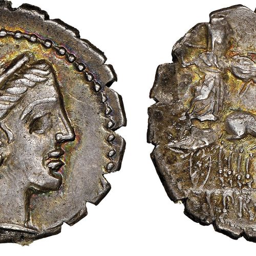 Roman Republic L. Procilius,

Denarius serratus, Rome, 80 avant J.-C., AG 3.84 g&hellip;