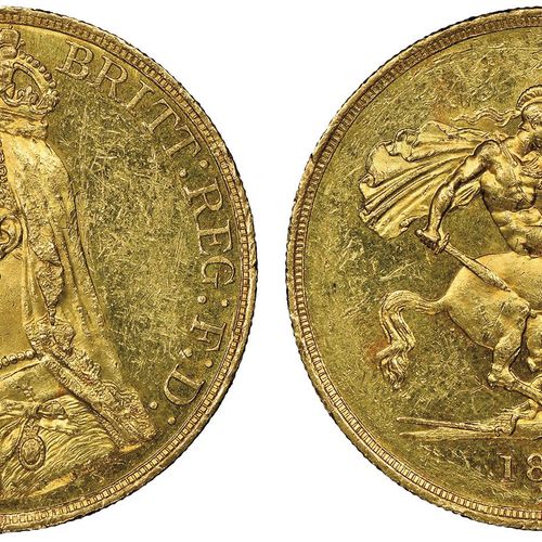 Great Britain Victoria 1837-1901

5 Pounds, 1887, AU 39.94 g. Ref : S. 3864, Fr.&hellip;