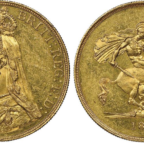 Great Britain Victoria 1837-1901

5 Pounds, 1887, AU 39.94 g.

Ref : S. 3864, Fr&hellip;