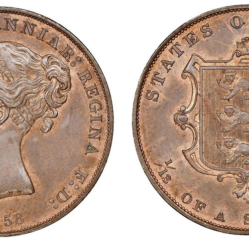 UK Jersey

1/13 Shilling, 1858, Cu

Ref : KM#3

Conservation : NGC MS 64 BN