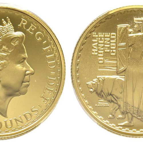 Great Britain Elizabeth II 1952 -

50 Pounds Proof "Britannia", 2001, AU 17 g. 9&hellip;