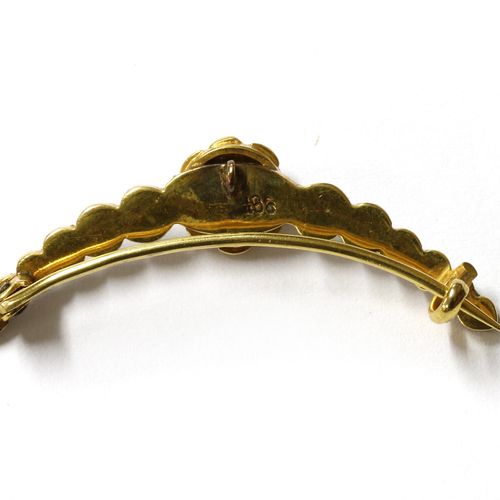 Null Broche en forme de croissant ouvert en or, turquoise et perle fendue, datan&hellip;