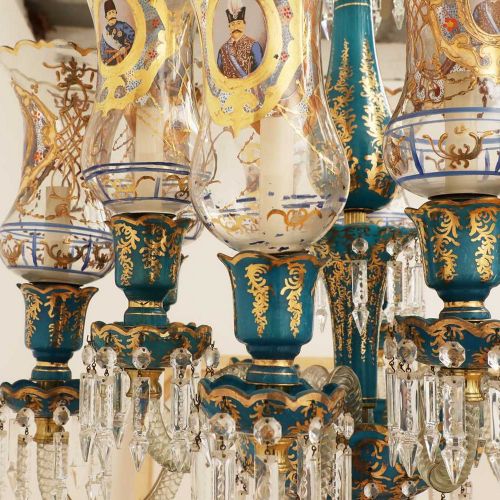 Null Lustre de Bohème en verre bleu et transparent pour le marché persan Lustre &hellip;