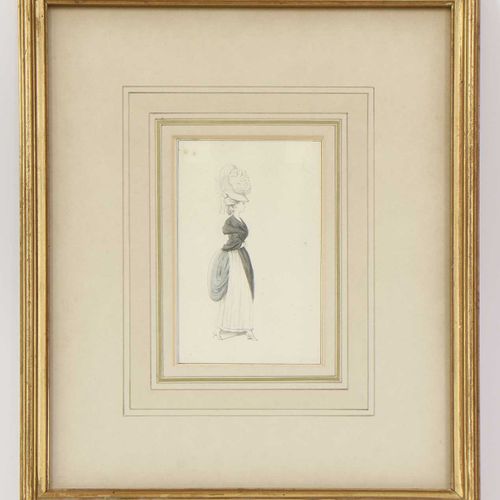 Null 归属保罗-桑德比(1725-1809) 归属保罗-桑德比(1725-1809) 年轻的时尚女士二，笔墨和水彩 11.7 x 6.5厘米和12.5 x &hellip;