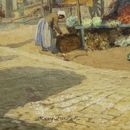 Null Mary Forster (1853-1885) Mary Forster (1853-1885) 法国Caudebec市场广场上的一个蔬菜摊，左上角&hellip;