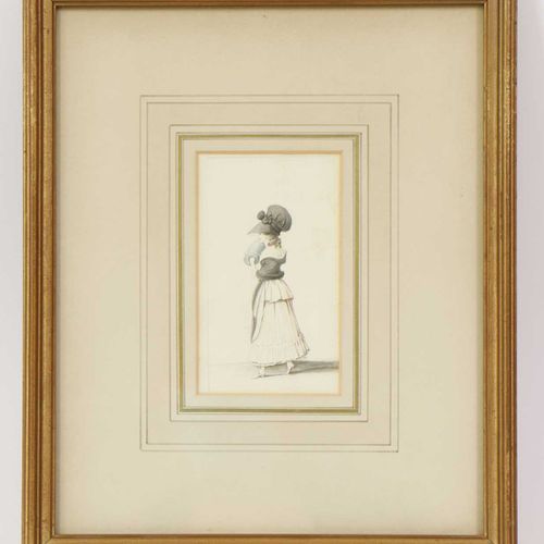 Null 归属保罗-桑德比(1725-1809) 归属保罗-桑德比(1725-1809) 年轻的时尚女士二，笔墨和水彩 11.7 x 6.5厘米和12.5 x &hellip;