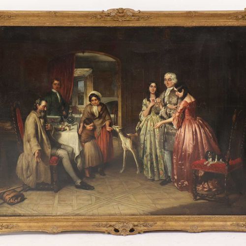 Null T...斯玛特(fl.1835-1855) T...斯玛特(fl.1835-1855)《领养》，签名为 "T-斯玛特"，布面油画 87 x 113cm