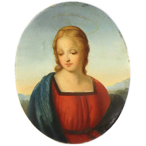 Null After Raphael After Raphael Madonna of the Goldfinch oil on card, oval 22 x&hellip;