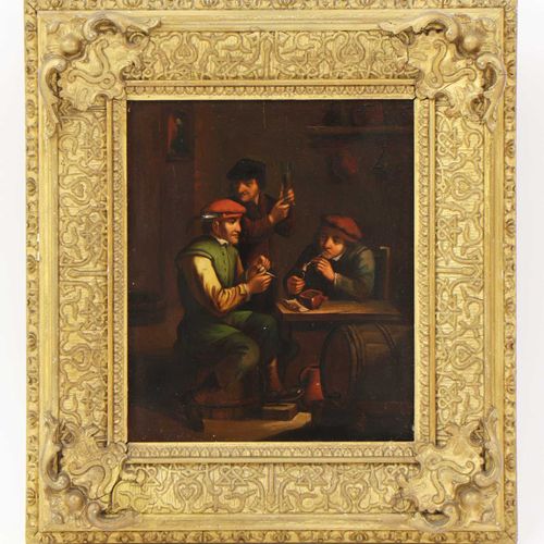 Null 年轻人大卫-泰尼尔斯的作品 年轻人大卫-泰尼尔斯的作品 酒馆场景一对，金属上的油画 19.5 x 16.5cm (2)