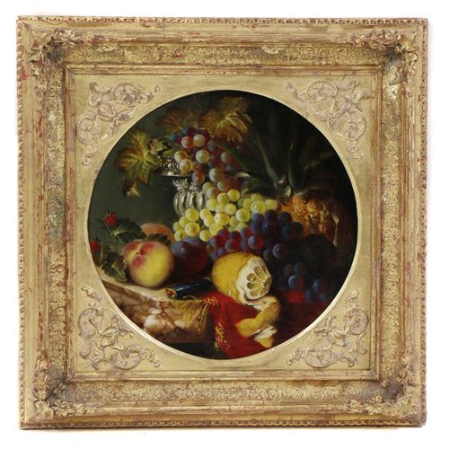 Null 埃洛伊丝-哈丽特-斯坦纳德(1829-1915)的圈子 埃洛伊丝-哈丽特-斯坦纳德(1829-1915)的圈子 布面油画上的水果静物，画了一个直径43&hellip;