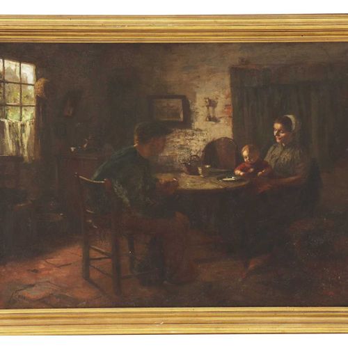 Null Jacques Zon (荷兰, 1872-1932) Jacques Zon (荷兰, 1872-1932) 一间小屋的内部，一个家庭在桌子旁，左手&hellip;