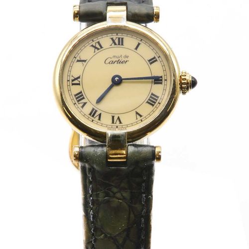 A ladies' Vermeil Must de Cartier quartz strap watch, Orologio da donna con cint&hellip;