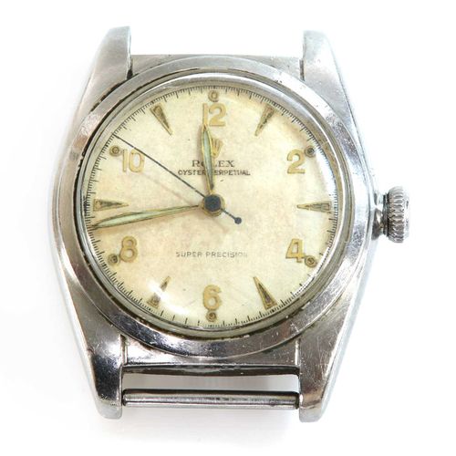 A gentlemen's stainless steel Rolex Oyster Perpetual automatic bubble back strap&hellip;