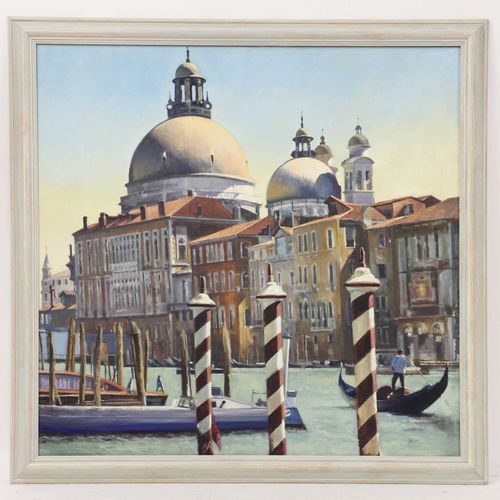 Null 斯坦-卡明斯基 (b.1952) ?Stan Kaminski (b.1952) 威尼斯风景与Santa Maria della Salute的圆顶，&hellip;