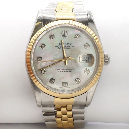 Null Eine zweifarbige Rolex Oyster Perpetual Datejust Armbanduhr für Herren,