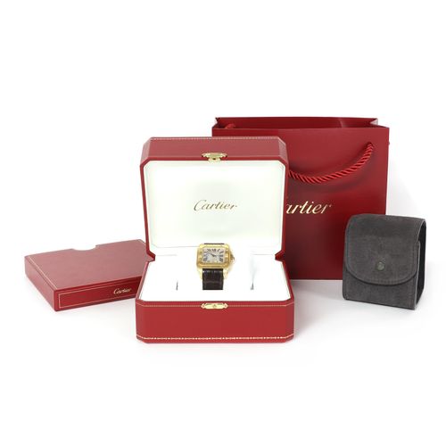 Null A gentlemen's gold Cartier 'Santos 100' automatic strap watch,