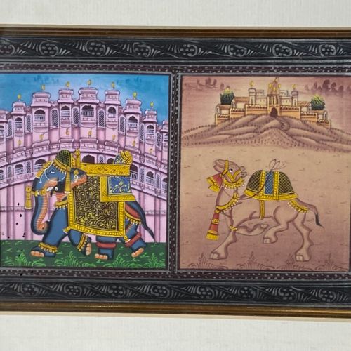 Null Cinq miniatures indiennes sur os, couple de Maharadjas, deux danseuses et u&hellip;