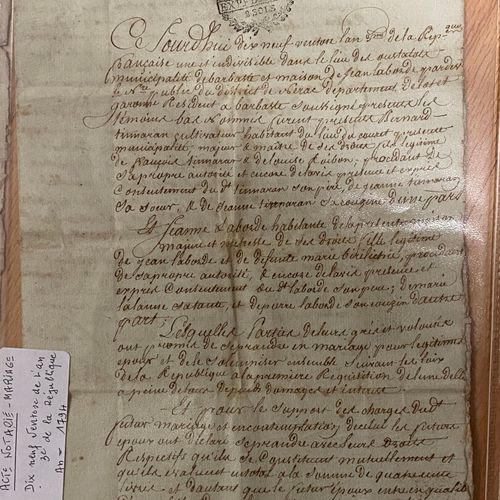 Null Onze actes notariés, une photocopie et un certificat de 1794 à 1890 dont un&hellip;