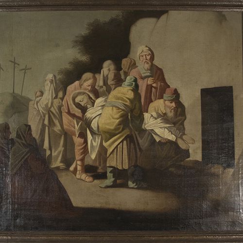 Null Peintures - Le portage de Jésus, non signé, huile sur toile -79 x 88,5 cm, &hellip;