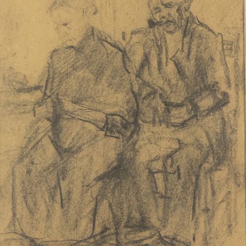 Null Cor Noltee (1903-1967) - Cor Noltee (1903-1967)，两个坐着的人物，纸上木炭，签名，出处：艺术家的女儿 -&hellip;