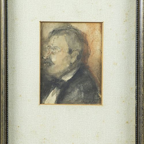 Null 水彩画、粉笔画等。- Isaac Israels (1865-1934)，带黑领带的男人肖像，水彩画，已签名，出处：Cor Noltee前收藏 - 1&hellip;