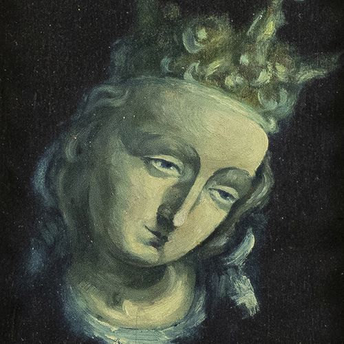 Null 画作 - 弗朗斯-龙达(1899-1976)，中世纪后的圣母头像，板面油画，已签名 -14 x 12 cm-。